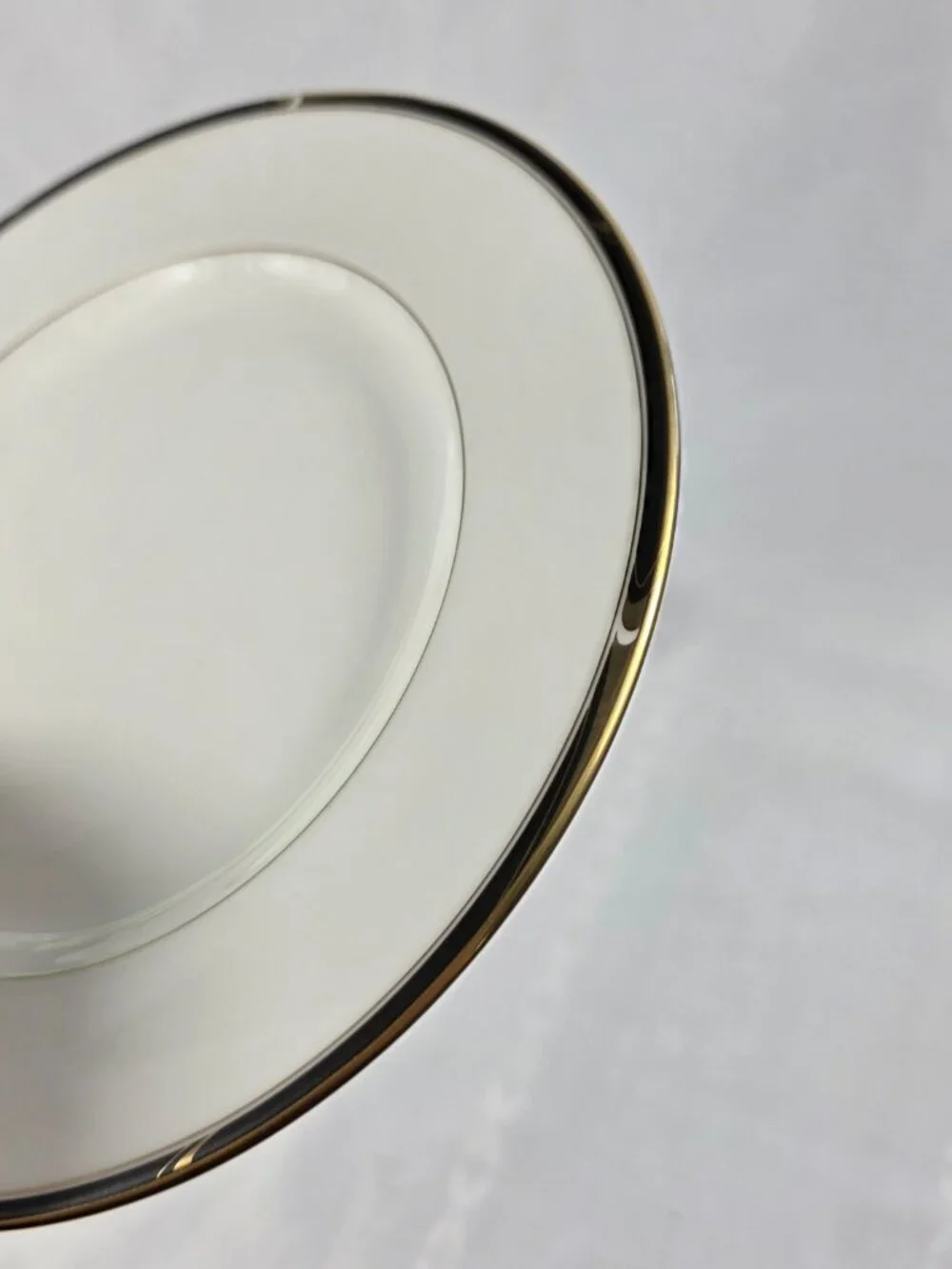 ONE Mikasa Academy Bone China Salad Plate White with Black & Gold Band NEW